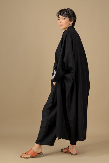 Nawar Coat Black Printed